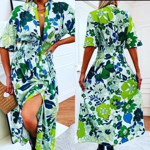 NWT MOD RETRO 1960’s STYLE PSYCHEDELIC FLORAL BRIGHT COLOR SHIRT DRESS L